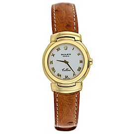 Rolex Cellini 18K Yellow Gold White Dial Brown Ostrich Strap Ladies Watch 6621