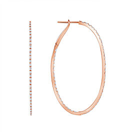 Diamonds in 18K Rose Gold 50 mm Height Hoop Earrings