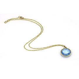 Ippolita 18k Gold Rock Candy Blue Topaz Diamond Lollipop Necklace