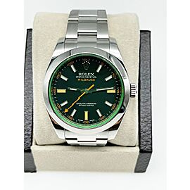 Rolex Milgauss 116400GV Green Crystal Black Dial Stainless Steel