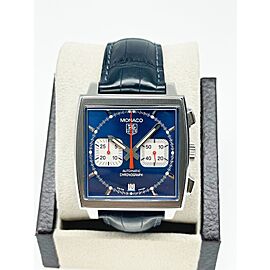 Tag Heuer Monaco CW2113-0 Autochrono Blue Dial Steel Leather