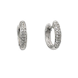 Minimalist Diamond Huggies Tiny Hoop Earrings in 14k White Gold