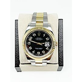 Rolex 116333 Datejust 41 Black Arabic Dial 18K Yellow Gold Steel