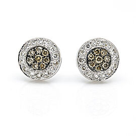 Women's Fancy Colored Diamond Round Stud Earrings in 14k White Gold (.75 cttw )