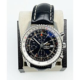 Breitling Navitimer World A24322 Black Dial Steel Leather