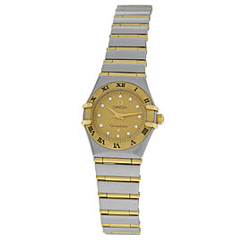 Omega Constellation 95 Ladies Diamond 18K Gold Steel 22MM Watch