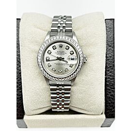 Rolex Ladies Datejust Silver Diamond Dial Bezel Stainless Steel