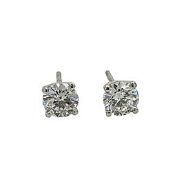 Round Brilliant Diamond Stud Earrings in 14kt White Gold GSI Report