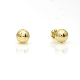 Girls Button Stud Earrings with Screwback in 14k Yellow Gold