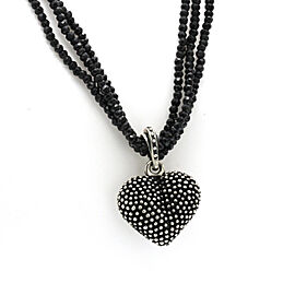 Auth King Baby 925 Silver and Spinel Industrial Texture Heart Necklace