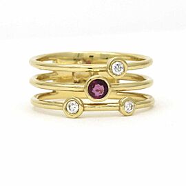 Jennifer Rivera Aros Ruby Diamond Three-Row Ring in 18k Yellow Gold