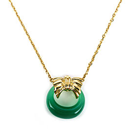 Van Cleef & Arpels Green Onyx 18k Yellow Gold Wreath Pendant Necklace