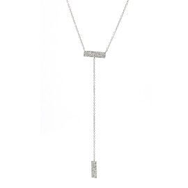 Meira T Pave Diamond Bar Y Drop Necklace in 14k White Gold