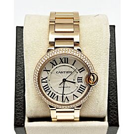 Cartier Ballon Bleu Original Diamond Bezel Roman Dial Rose Gold