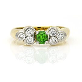 Women's Tsavorite Diamond Ring in 18k Yellow Gold Platinum