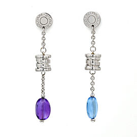 Bvlgari B.Zero1 18K White Gold Earrings with Blue Topaz and Amethyst