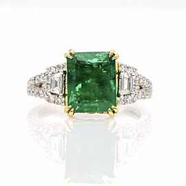 Women's Ed.B Emerald Diamond Ring in 18k Yellow and White Gold