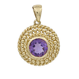 Women's Amethyst Gemstone Pendant in 14k Yellow Gold Small Round Charm