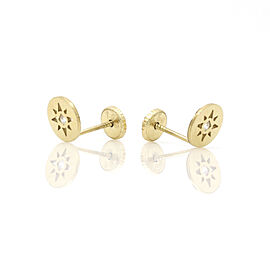 Sun Round Disc Stud Earrings in 18k Yellow Gold Children's Jewelry