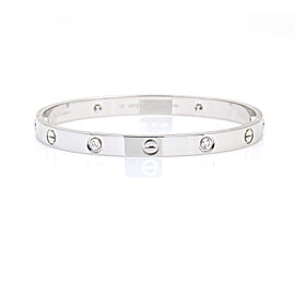 Cartier Love Bracelet with 4 Diamonds in White Gold Size 18