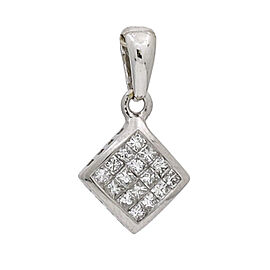 Invisible Set Tiny Diamond Charm Pendant in 14k White Gold