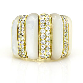 Gemlok Mother of Pearl and Diamond Statement Ring in 18k Yellow Gold