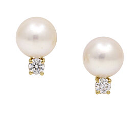 Tiffany & Co. 7mm Signature Pearl Diamond Stud Earrings