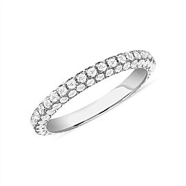 Ladies 18K White Gold Round 1.61 CT Diamond Pave Eternity Ring Size 6