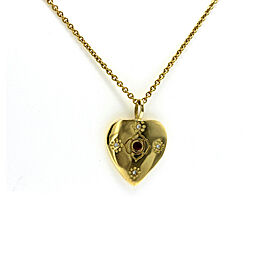 ME&RO 18K Yellow Gold Diamond and Ruby Heart Necklace Size 18K