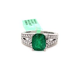 Emerald and Diamond Accent Ring in 14K White Gold