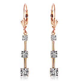 0.2 CTW 14K Solid Rose Gold Leverback Diamond Earrings