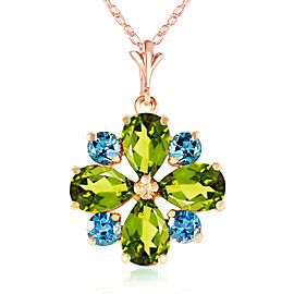 2.43 CTW 14K Solid Rose Gold Necklace Peridot Blue Topaz