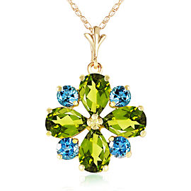 2.43 CTW 14K Solid Gold Necklace Peridot Blue Topaz