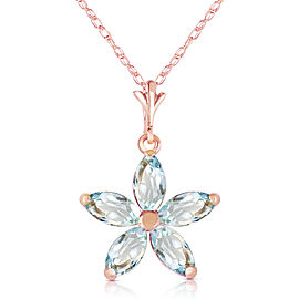 14K Solid Rose Gold Necklace with Natural Aquamarines