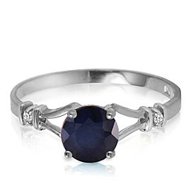 1.02 CTW 14K Solid White Gold Laughter To Express Sapphire Diamond Ring