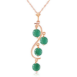 14K Solid Rose Gold Necklace with Natural Emeralds