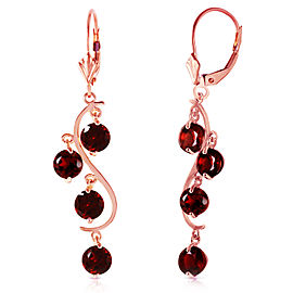 4.95 CTW 14K Solid Rose Gold Garnet Leverback Earrings