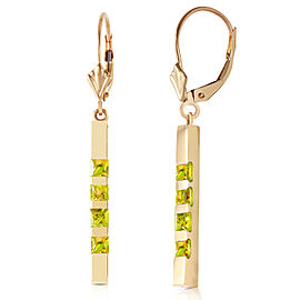 0.7 CTW 14K Solid Gold Leverback Earringsbar Natural Peridot