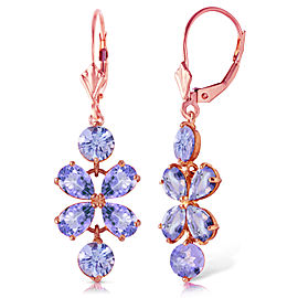 5.32 CTW 14K Solid Rose Gold Tanzanite Flower Earrings