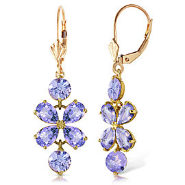 5.32 CTW 14K Solid Gold Petals Tanzanite Earrings