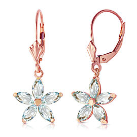 2.8 CTW 14K Solid Rose Gold Aquamarine Starbright Earrings