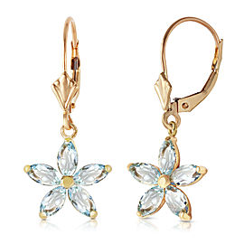 2.8 CTW 14K Solid Gold Calypso Aquamarine Earrings