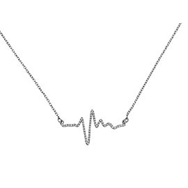 Heartbeat Charm in 14k White Gold with Diamonds