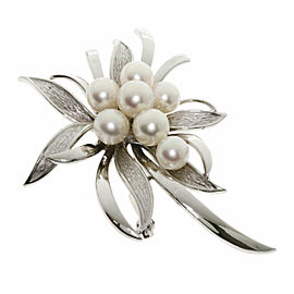 MIKIMOTO 18k/14K White Gold Akoya Pearl Brooch LXGQJ-1216