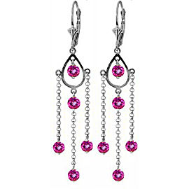 3 CTW 14K Solid White Gold Proof Of Love Pink Topaz Earrings