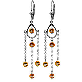 3 CTW 14K Solid White Gold Walking In The Sand Citrine Earrings