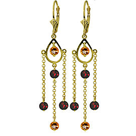 3 CTW 14K Solid Gold Gilded Age Citrine Garnet Earrings