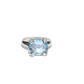 Anzie Sterling Silver Blue Topaz, White Sapphires Ring