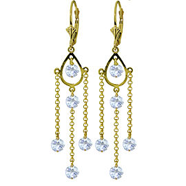 3 CTW 14K Solid Gold Chandelier Earrings Natural Aquamarine