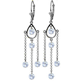 3 CTW 14K Solid White Gold Chandelier Earrings Natural Aquamarine